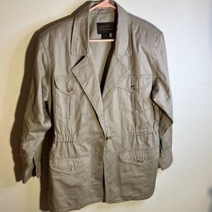 Vintage Eddie Bauer Khaki Cotton Safari Field Jacket Utility Size S/P